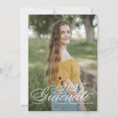 Invitation Classe de script blanc élégant de 2025 Graduation (Devant)