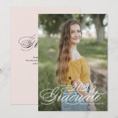 Invitation Classe de script blanc élégant de 2025 Graduation (Devant / Derrière)