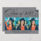 INVITATION CLASSE DE SCRIPT ÉLÉGANTE DE DIPLÔME PHOTO 2025 (Devant / Derrière)