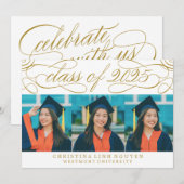 INVITATION CLASSE DE SCRIPT ÉLÉGANTE DE DIPLÔME PHOTO 2025 (Devant / Derrière)