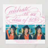 INVITATION CLASSE DE SCRIPT ÉLÉGANTE DE DIPLÔME PHOTO 2025 (Devant / Derrière)