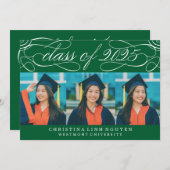INVITATION CLASSE DE SCRIPT ÉLÉGANTE DE DIPLÔME PHOTO 2025 (Devant / Derrière)