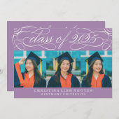 INVITATION CLASSE DE SCRIPT ÉLÉGANTE DE DIPLÔME PHOTO 2025 (Devant / Derrière)