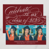 INVITATION CLASSE DE SCRIPT ÉLÉGANTE DE DIPLÔME PHOTO 2025 (Devant / Derrière)