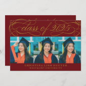INVITATION CLASSE DE SCRIPT ÉLÉGANTE DE DIPLÔME PHOTO 2025 (Devant / Derrière)