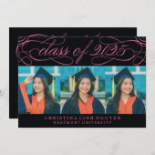 INVITATION CLASSE DE SCRIPT ÉLÉGANTE DE DIPLÔME PHOTO 2025 (Devant / Derrière)