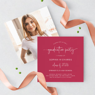 Invitation Classe de script moderne de 2025 Photo Graduation 