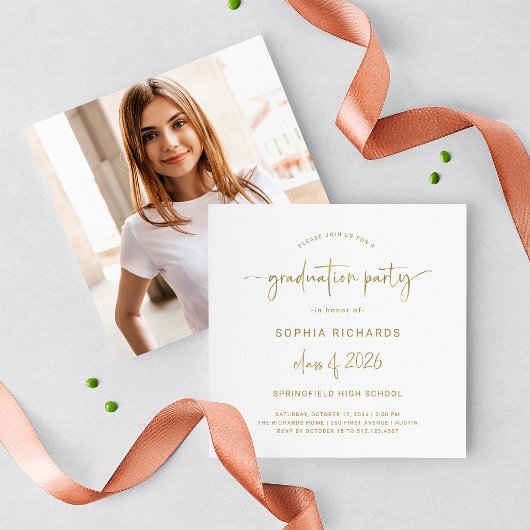 Invitation Classe de script moderne de 2025 Photo Graduation 