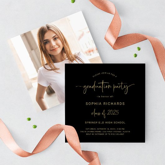 Invitation Classe de script moderne de 2025 Photo Graduation 