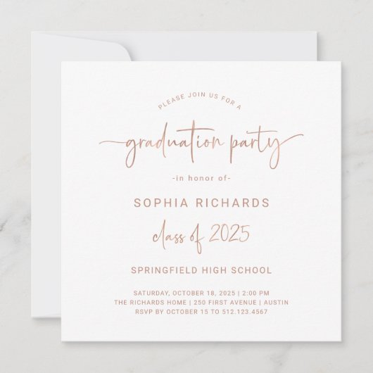 Invitation Classe de script moderne de 2025 Photo Graduation  (Devant)