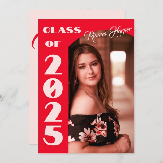 Invitation Classe De Script Retro Chic De 2025 Photo Grad Par (Devant / Derrière)