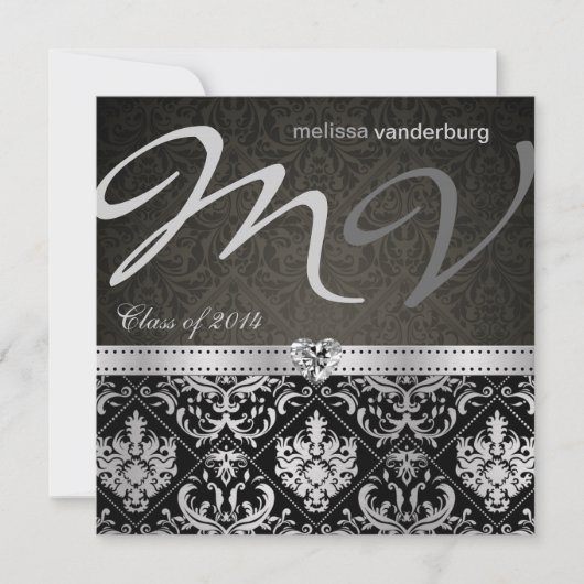 Invitation Classe d'élégance noir et argent de 2014 (Devant)