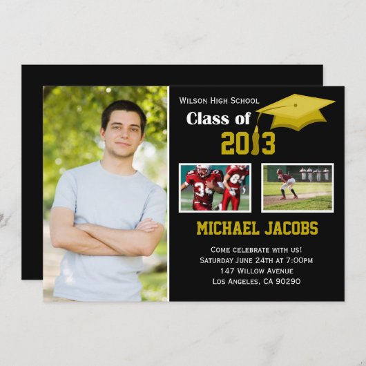 Invitation Classe d'invitation d'obtention du diplôme de l'or (Devant / Derrière)