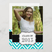 INVITATION CLASSE DIPLÔMÉE DE L'AQUA TURQUOISE CHEVRON 2013 (Devant / Derrière)