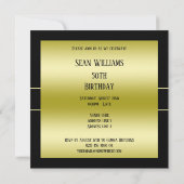 Invitation Classe d'or et de noir 50e fête d'anniversaire (Dos)