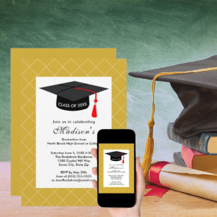 Invitation Classe d'or jaune de 2024 Casquette noir