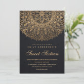 INVITATION CLASSE D'OR NOIR ORNATE MANDALA SWEET 16 ANNIVERSA (Debout devant)