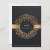 INVITATION CLASSE D'OR NOIR ORNATE MANDALA SWEET 16 ANNIVERSA (Dos)