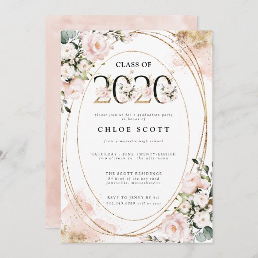 Invitation Classe d'or rose pâle 2020 (Devant / Derrière)