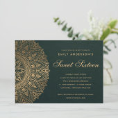 INVITATION CLASSE D'OR VERT ORNATE MANDALA SWEET 16 ANNIVERSA (Debout devant)
