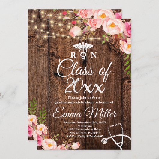 Invitation Classe du 20XX — Diplôme d'études en soins infirmi (Devant / Derrière)