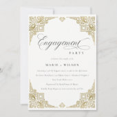 Invitation Classé Elegant Gold Art Déco Fiançailles (Devant)