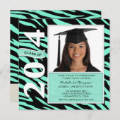 Invitation Classe Elégant Mint & Black Zebra Stripes de 2014 (Devant / Derrière)