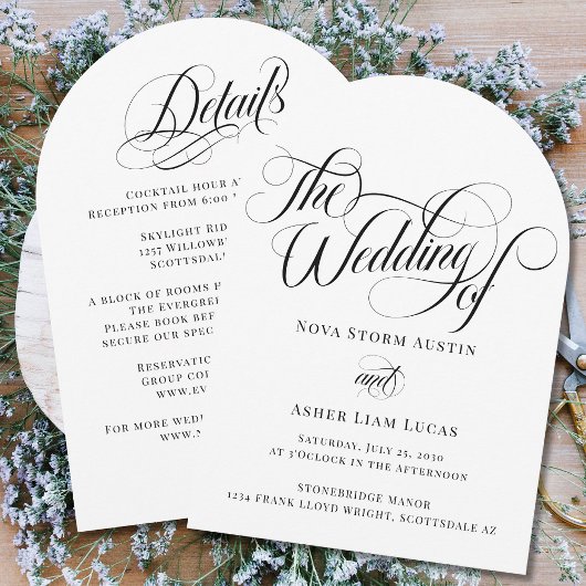Invitation Classé Élégant Tout en un Mariage d'arc de code QR
