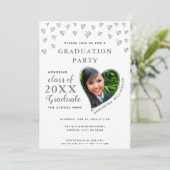 Invitation Classe élégante Blanc et Argent de 2025 Graduation (Debout devant)