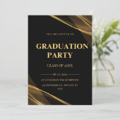 Invitation Classe Élégante De 2025 Black Gold Party Invitatio (Debout devant)