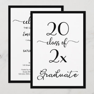 Invitation Classe Élégante De 2025 Black White Graduation Par