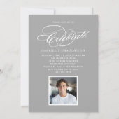 Invitation Classe élégante de 2025 Blue Photo Graduation Part (Dos)