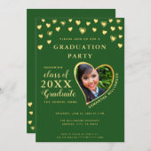 Invitation Classe élégante de 2025 Green and Gold Graduation (Devant / Derrière)