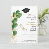 Invitation Classe élégante de 2025 Photo Greenery Graduation (Debout devant)