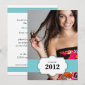 Invitation Classe encadrée de diplômés Invitation-turquoise (Devant / Derrière)