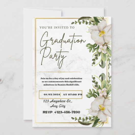 Invitation Classe et grâce : Célébration d'un diplôme (Devant)