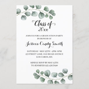 Invitation Classe Eucalyptus de Verdure de 2019 Photo Graduat