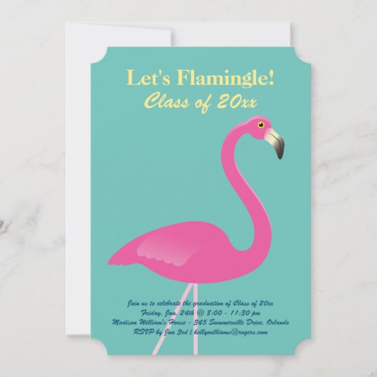 Invitation Classe Flamingle de 2016 Grad - Turquoise (Devant)