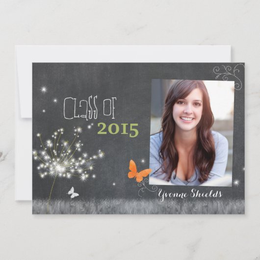 Invitation Classe florale Chalkboard de 2015 (Devant)