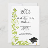 Invitation Classe florale verte moderne de la fête de graduat (Devant)