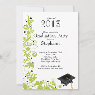 Invitation Classe florale verte moderne de la fête de graduat