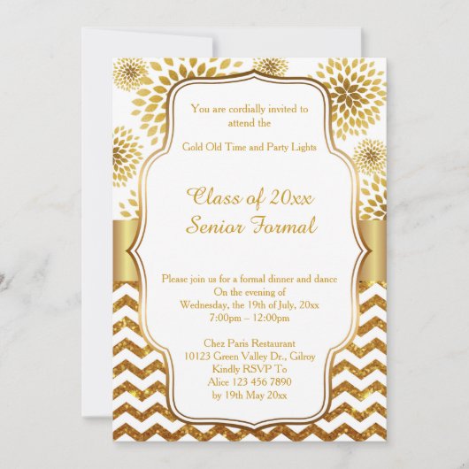 Invitation Classe formelle supérieure 2017 de bal d'étudiants (Devant)