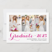 Invitation Classe Fuchsia de 2025 Collage de photos (Devant)