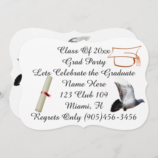 Invitation Classe Grad Fancy Doses Paix Personnaliser le nom (Devant / Derrière)