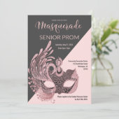 Invitation Classé gris noir rose Parties scintillant Masquera (Debout devant)