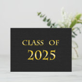 Invitation Classe Jaune et Noir de 2025 Graduation Party (Debout devant)