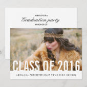 Invitation Classe licenciée chic décontractée simple de photo (Devant / Derrière)