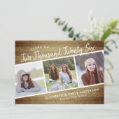 Invitation Classe manuscrite de 2026 3 Photos Rustique (Debout devant)