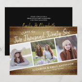 Invitation Classe manuscrite de 2026 3 Photos Rustique (Devant / Derrière)