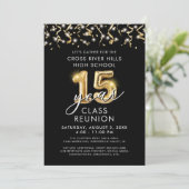 Invitation Classe moderne 15 ans Réunion Black Gold Streamers (Debout devant)
